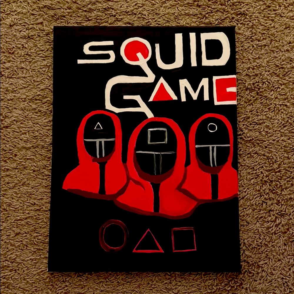 Squid Game Themed Canvas Art - Red and Black